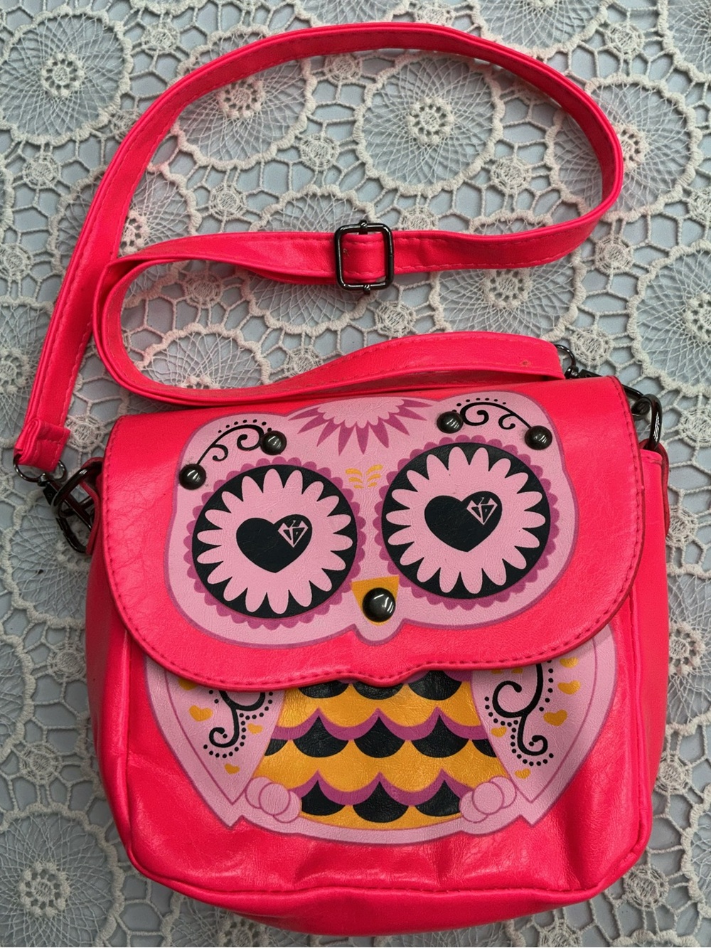 Pink Owl Crossbody Bag - Bright Pink Cute Shoulder Bag